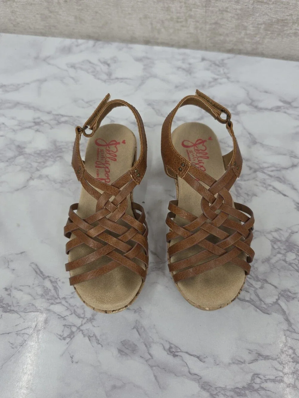 Jellypop Brown Faux Cork Wedge Sandals Toddler Girls Size 10
